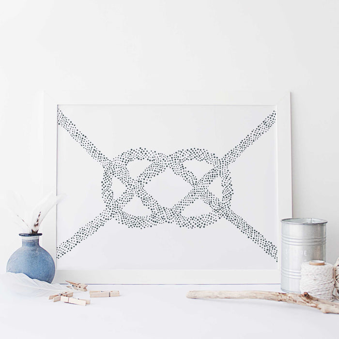 Carrick Bend Knot Nautical Illustration Wall Art Print or Canvas - Jetty Home