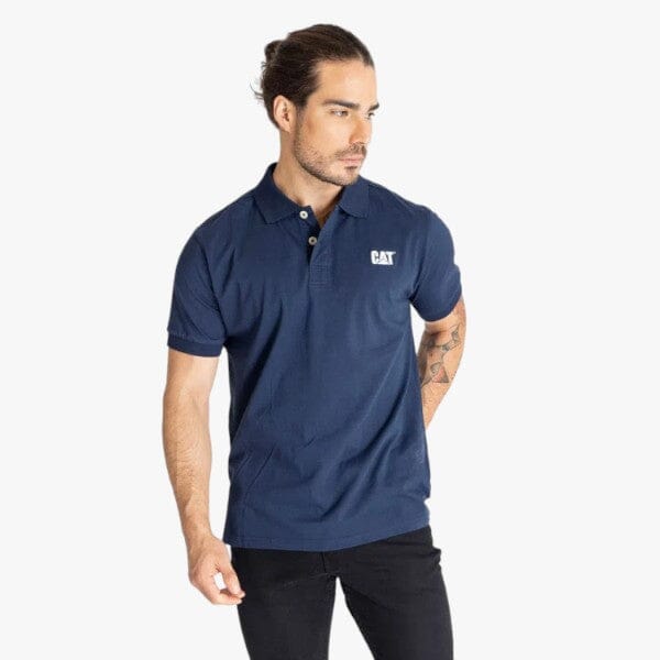 Caterpillar Men's Foundation Jersey Knit Short Sleeve Golfer Detroit Blue | Caterpillar