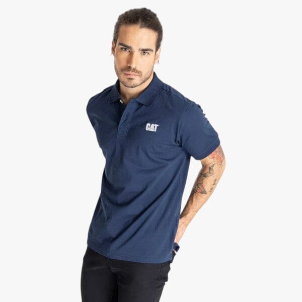 Caterpillar Men's Foundation Jersey Knit Short Sleeve Golfer Detroit Blue | Caterpillar