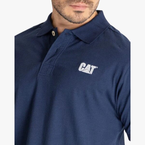Caterpillar Men's Foundation Jersey Knit Short Sleeve Golfer Detroit Blue | Caterpillar