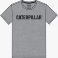 Caterpillar Mens Orig Fit Short Sleeve Tee Cat Logo Heather Grey Black | Caterpillar