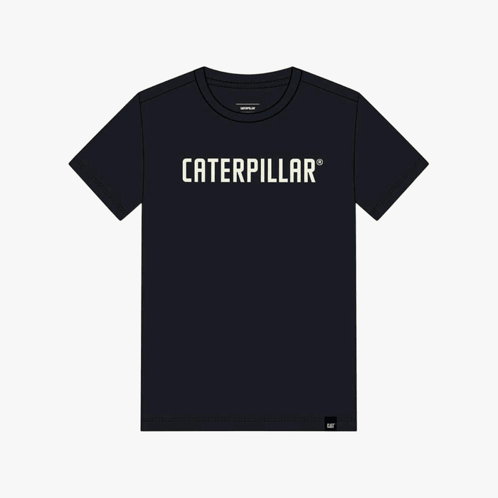 Caterpillar Mens Short Sleeve Puff Print Tee Pitch Black | Caterpillar