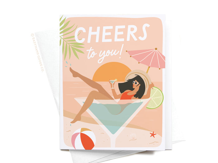 Cheers to You Martini Girl Greeting Card - Onderkast Studio