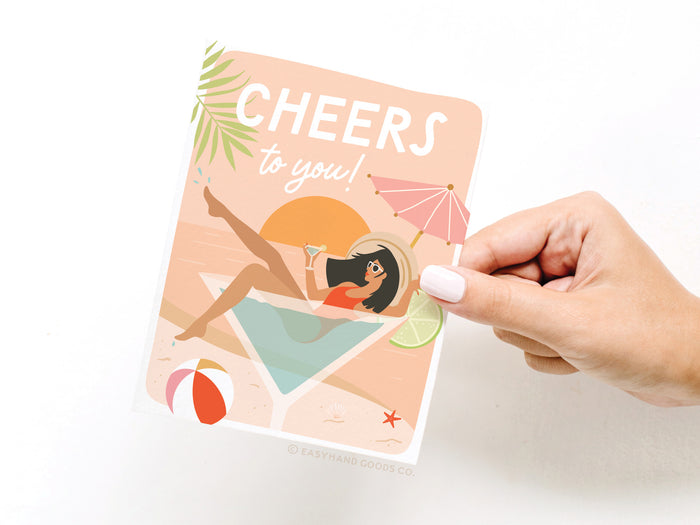 Cheers to You Martini Girl Greeting Card - Onderkast Studio