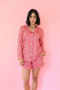 CHERRY CHECKER | WOMEN'S LONG SLEEVE SHORTS SET