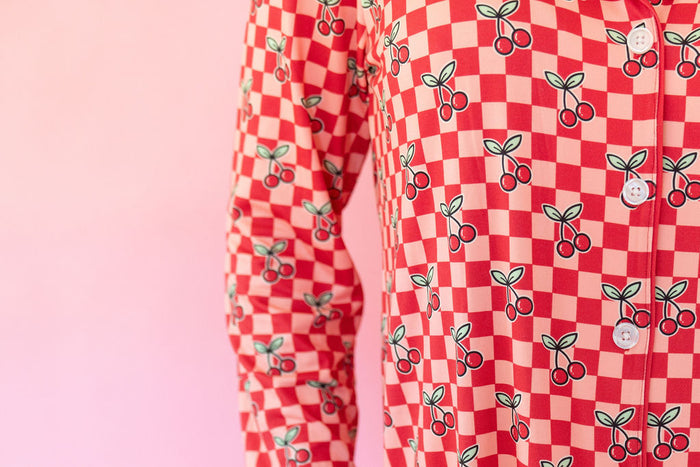 CHERRY CHECKER | WOMEN'S LONG SLEEVE SHORTS SET