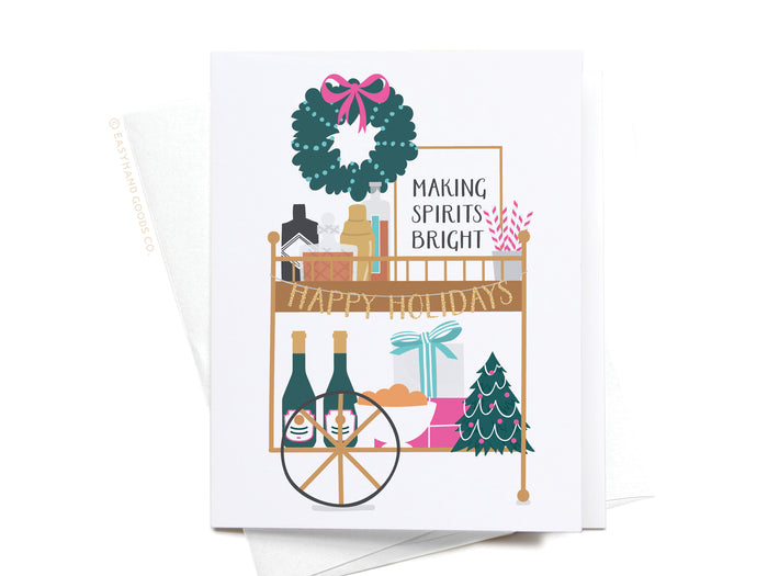 Christmas Liquor Bar Cart Greeting Card - Onderkast Studio