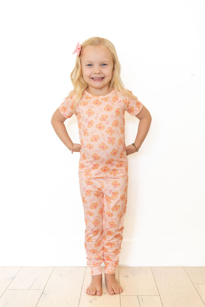 CORAL + ORANGE FLORAL | SHORT SLEEVE