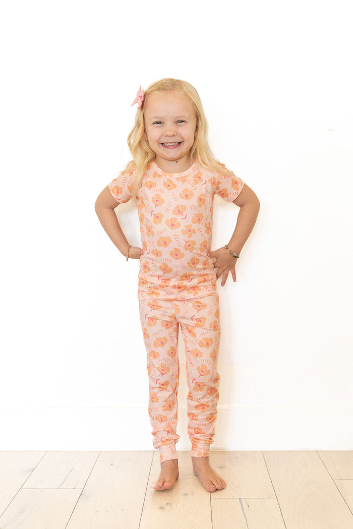 CORAL + ORANGE FLORAL | SHORT SLEEVE