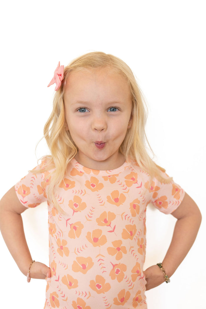 CORAL + ORANGE FLORAL | SHORT SLEEVE