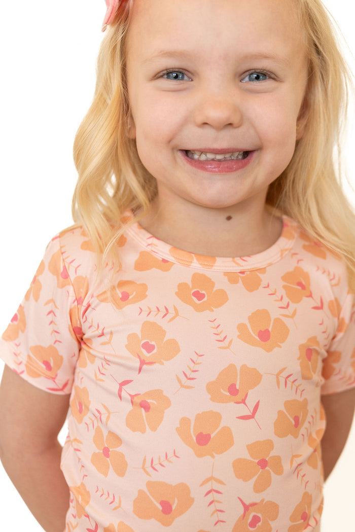 CORAL + ORANGE FLORAL | SHORT SLEEVE