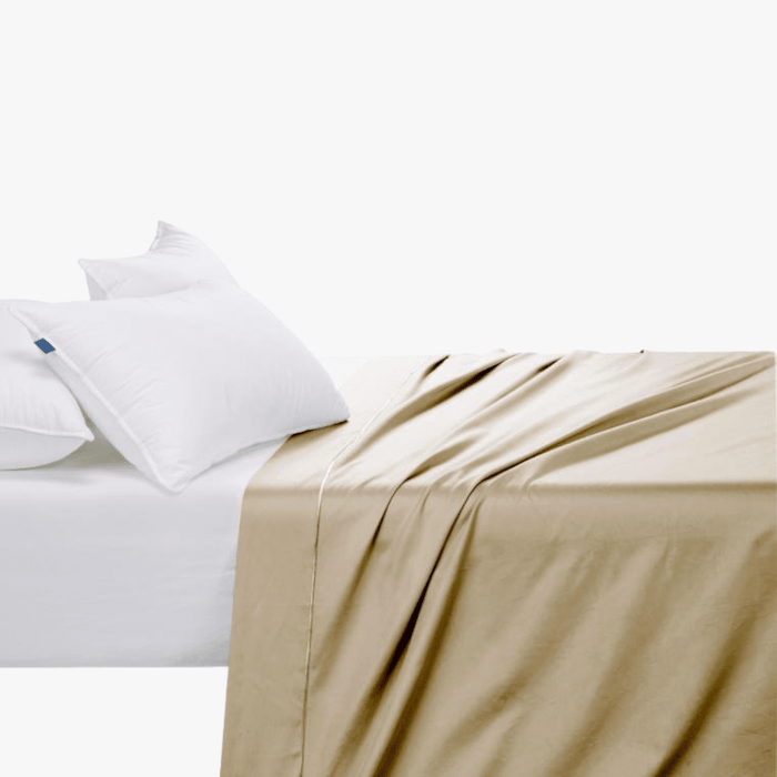 Cotton Co 400 Thread King Flat Sheet 270X270 Stone Cotton Co