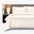 Cotton Co Opulence Emily King 300 thread count duvet cover set in cream with braided border design.