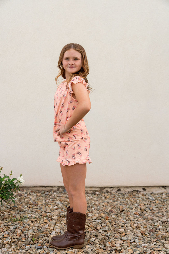 COWGIRL BOOTS | RUFFLE SHORT SET