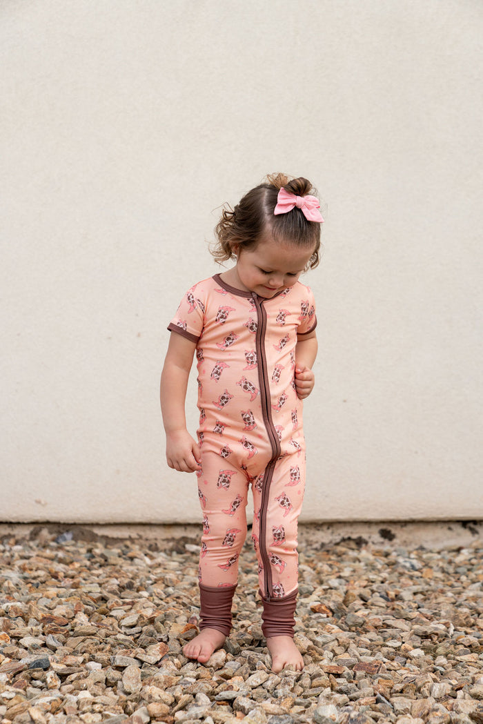 COWGIRL BOOTS | SHORT SLEEVE ZIPPER ONE PIECE