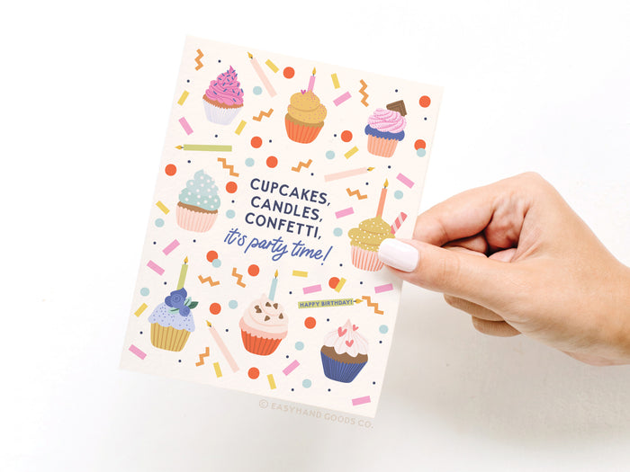 Cupcakes Candles Confetti Greeting Card - Onderkast Studio