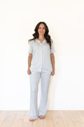 DAINTY BLUE FLORAL | WOMEN'S BUTTON UP SHORT SLEEVE SET