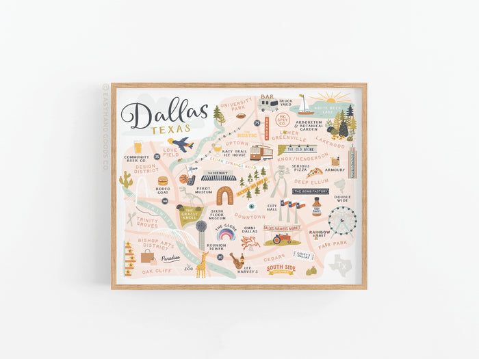 Dallas Map Art Print - Onderkast Studio