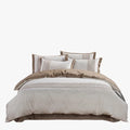 Donatella 400 Thread King Duvet Cover Set in Cream/Stone with geometric pattern, made from soft cotton sateen.