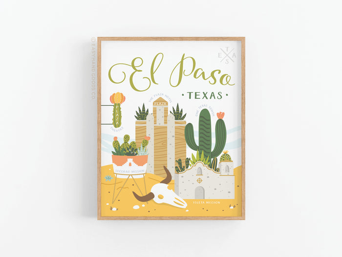 El Paso Succulent Skyline Art Print