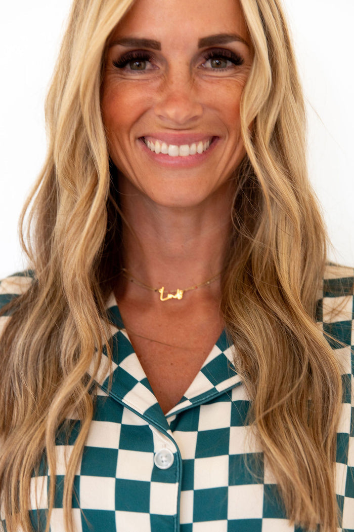 FOREST GREEN CHECKER | WOMEN'S BUTTON UP LONG SLEEVE SET
