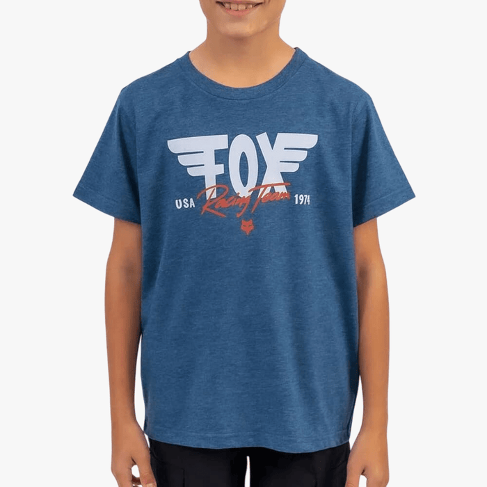 Fox Boys Winged Short Sleeve Tee Heather Navy | Fox