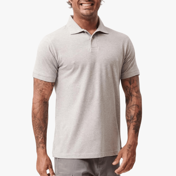 Fox Mens Steadfast Short Sleeve Golfer Light Grey Heather | Fox