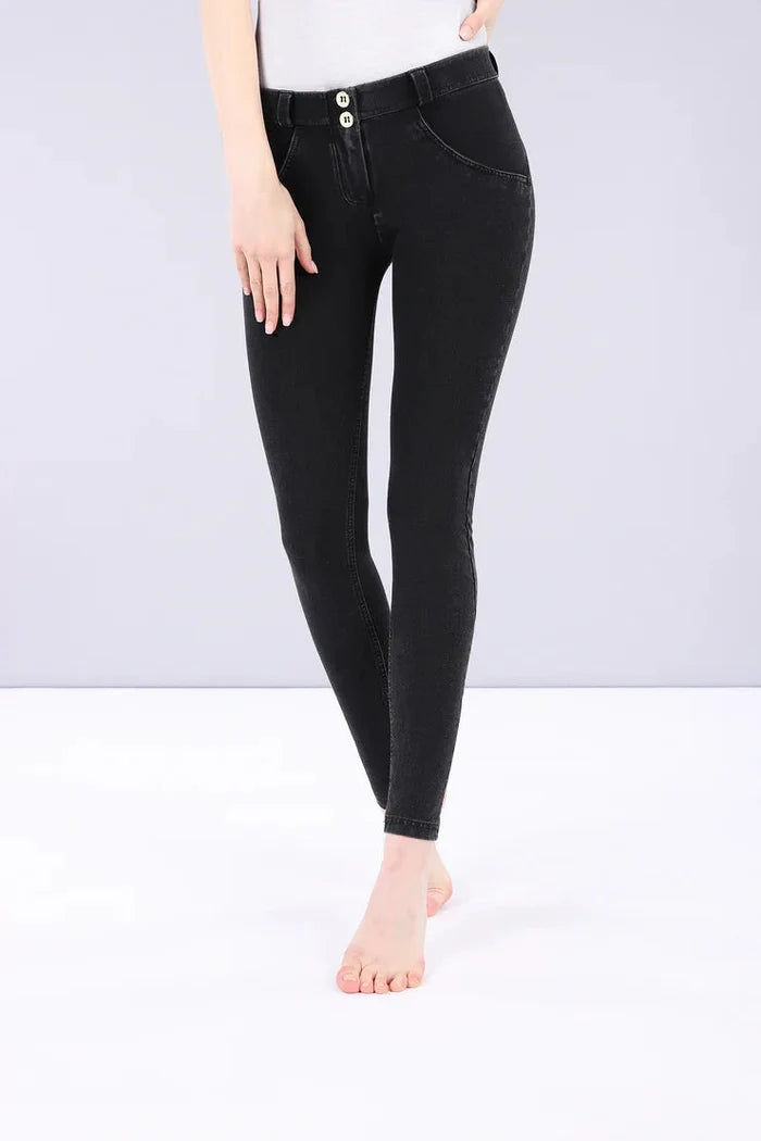 Freddy Womens Black Black Stitch Regular Waist Long Length Jean | Freddy