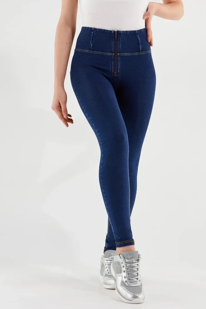 Freddy Womens Dark Blue Yellow Stitch High Waist Long Length | Freddy