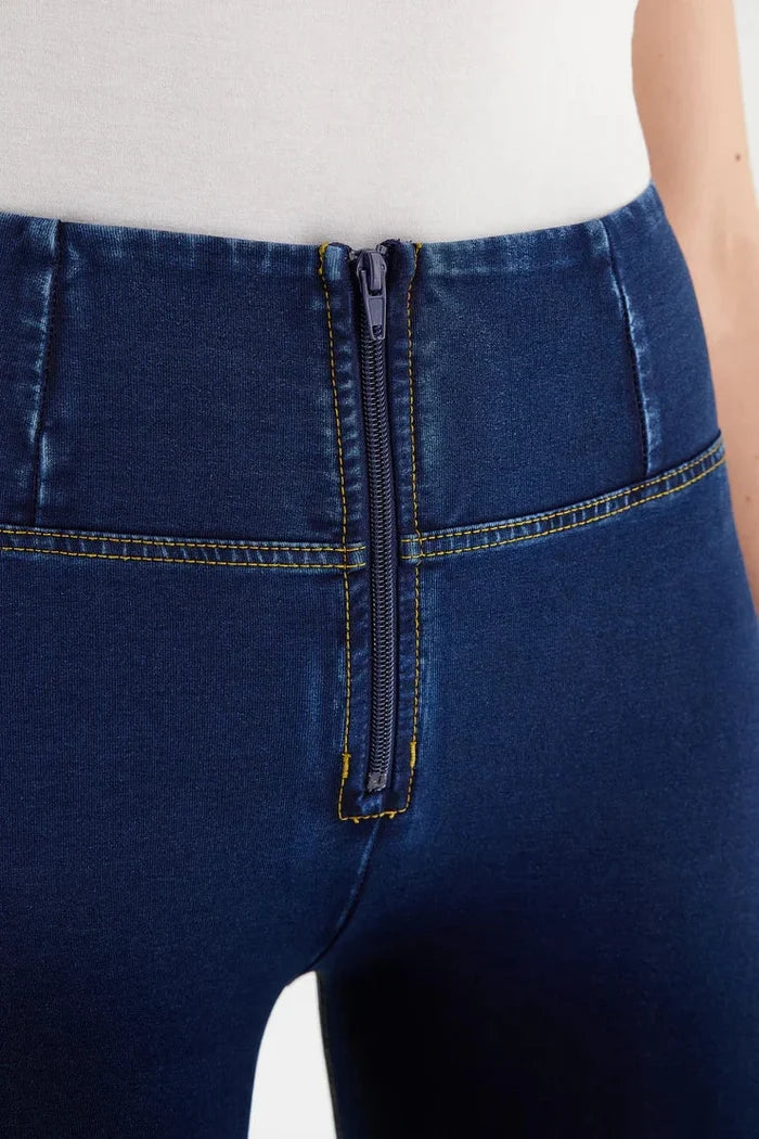 Freddy Womens Dark Blue Yellow Stitch High Waist Long Length | Freddy