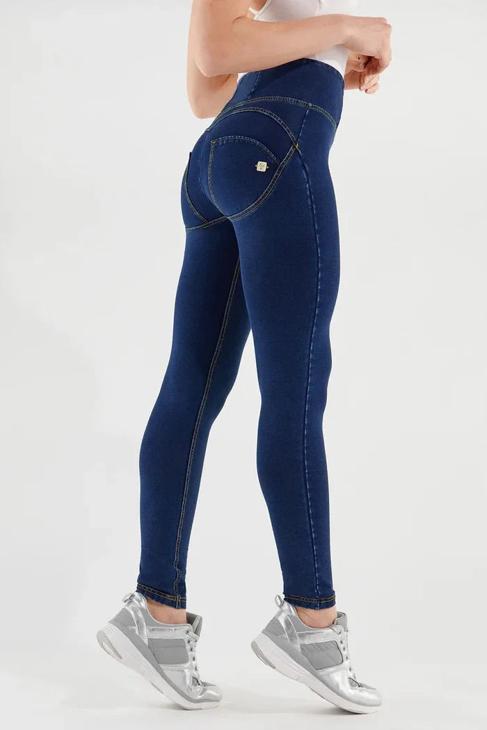 Freddy Womens Dark Blue Yellow Stitch High Waist Long Length | Freddy