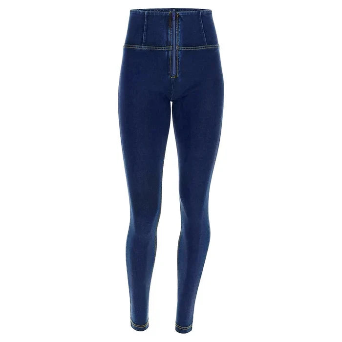 Freddy Womens Dark Blue Yellow Stitch High Waist Long Length | Freddy