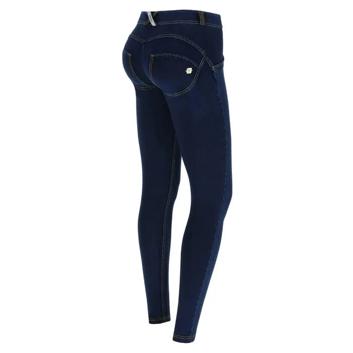 FREDDY WOMENS DARK BLUE YELLOW STITCH REGULAR WAIST LONG LENGTH JEAN | Freddy