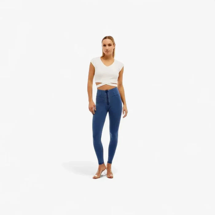Freddy Womens Light Blue Stitch High Waist Long Length Jean | Freddy
