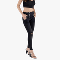 Freddy Womens Woven Denim High Waist With Rips Full Length Black Denim Wash | Freddy