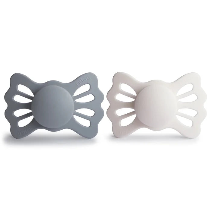 FRIGG LUCKY SYMMETRICAL SILICONE BABY PACIFIER | GREAT GRAY/SILVER GRAY | 2-PACK