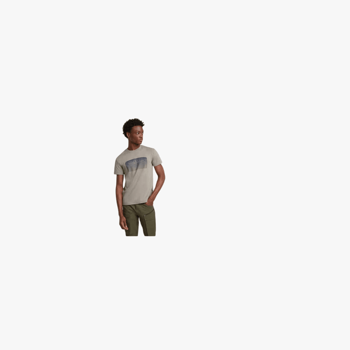 G Star Mens Stacked Old School Logo Tee Elephant Skin | G Star