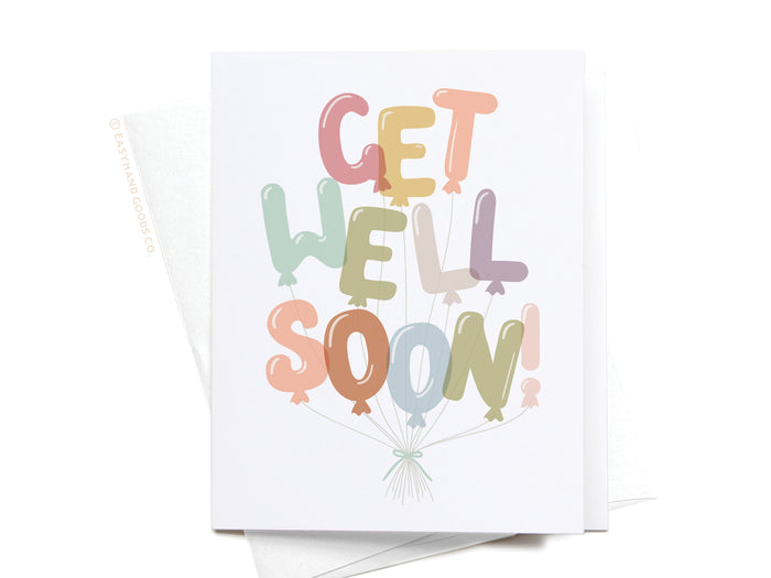 Get Well Soon Balloons Greeting Card - Onderkast Studio