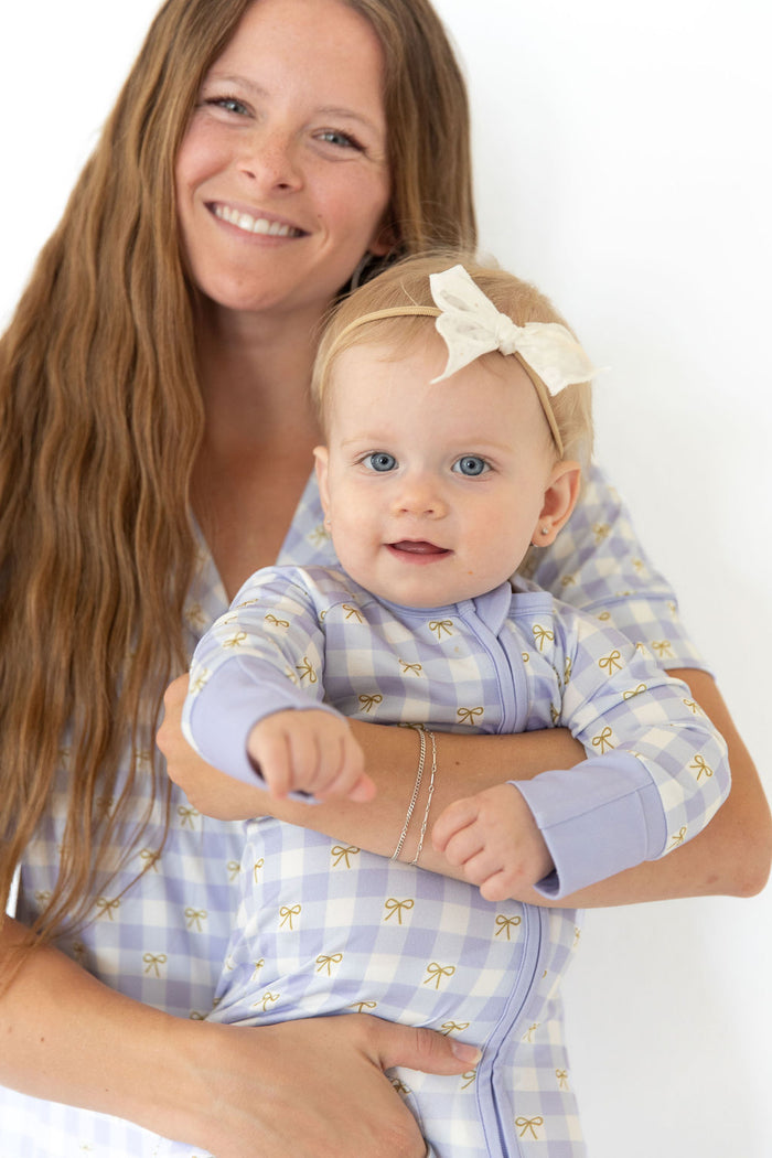 GINGHAM BOWS | ZIPPER ONE PIECE