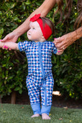 GINGHAM STARS | SHORT SLEEVE ZIPPER ONE PIECE