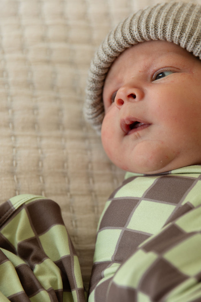 GREEN + BROWN CHECKER | SWADDLE