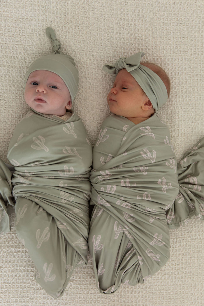 GREEN + LIGHT PINK CACTUS | SWADDLE