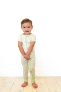 GREEN PLAID | SHORT SLEEVE ZIPPER ONE PIECE