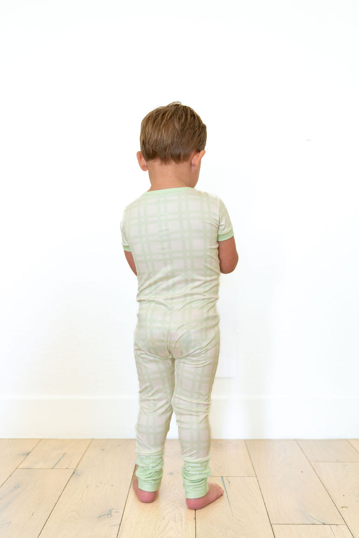 GREEN PLAID | SHORT SLEEVE ZIPPER ONE PIECE