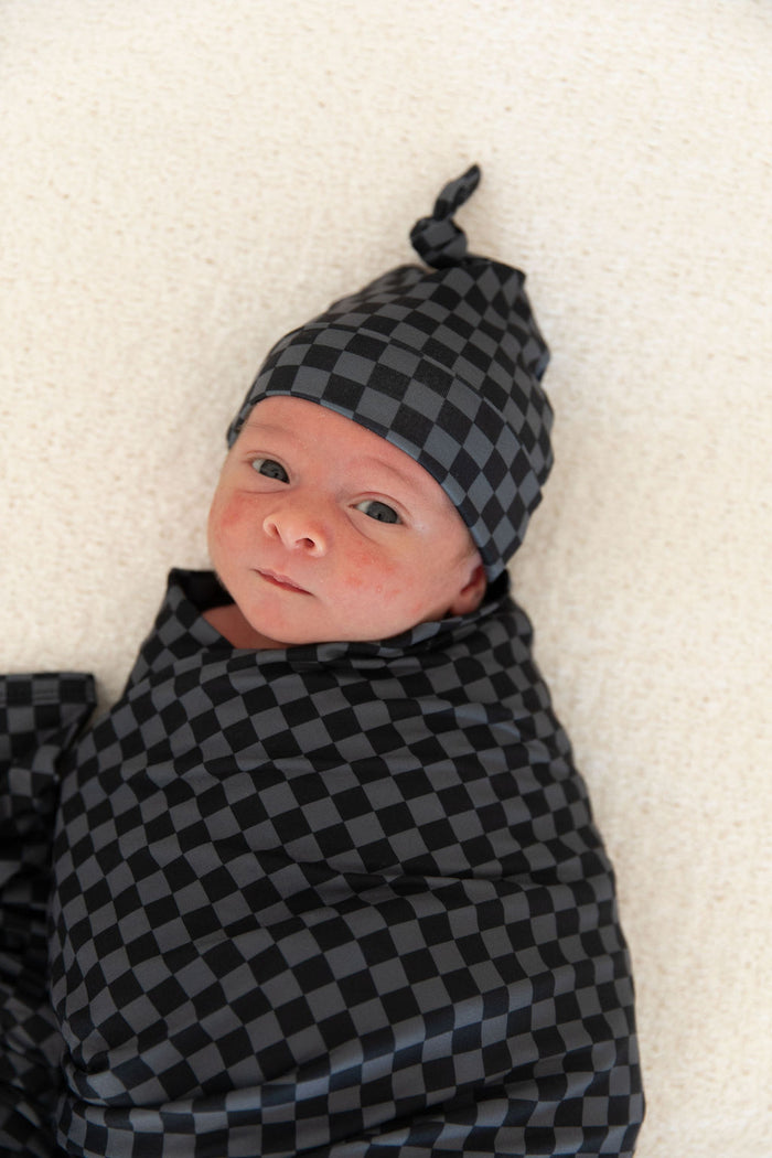 GREY + BLACK MINI CHECKER | BEANIE