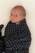 GREY + BLACK MINI CHECKER | SWADDLE