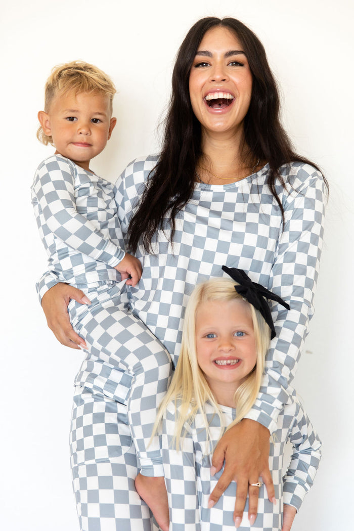 GREY + WHITE CHECKER | LONG SLEEVE