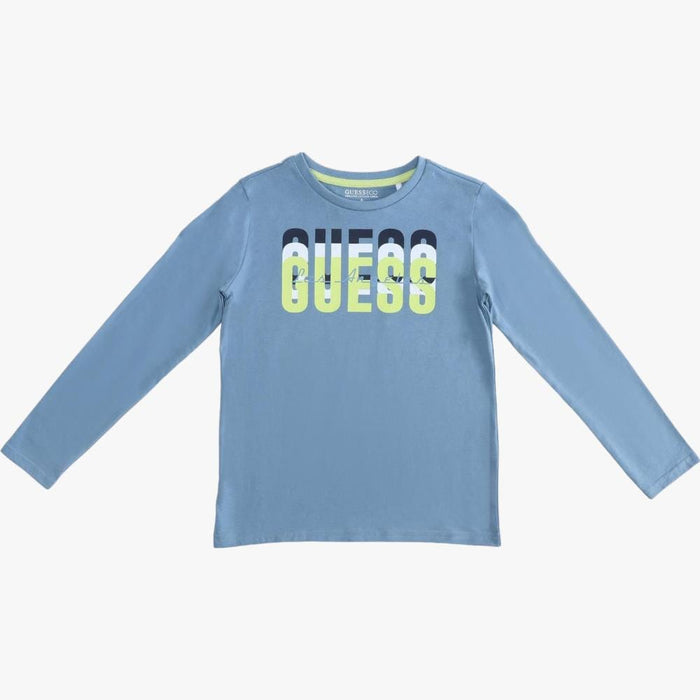 Guess Boys Long Sleeve Tee Med Blue Guess