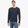 Guess Mens Aidy Crew Neck Long Sleeve Tee Navy | Guess