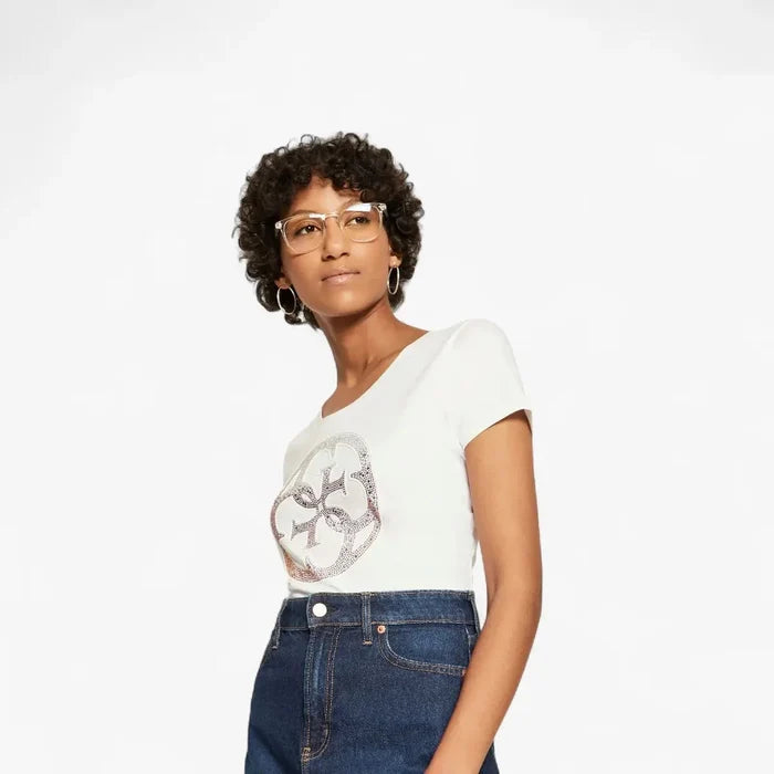 Guess Womens 4G Logo Short Sleeve Tee White | Guess